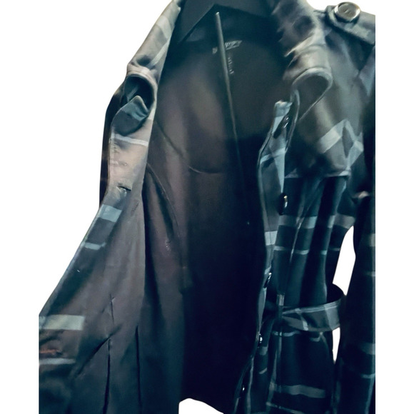 Self Esteem Jacket Double Breast Trench Coat Black-Gray Check Juniors Large Y2K - Picture 9 of 14